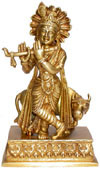 Lord Krishana Hindu God Religious Metal Sculpture Arts