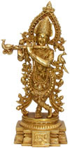 Lord Krishna Hindu God Brass Sculpture Hand Crafted Art