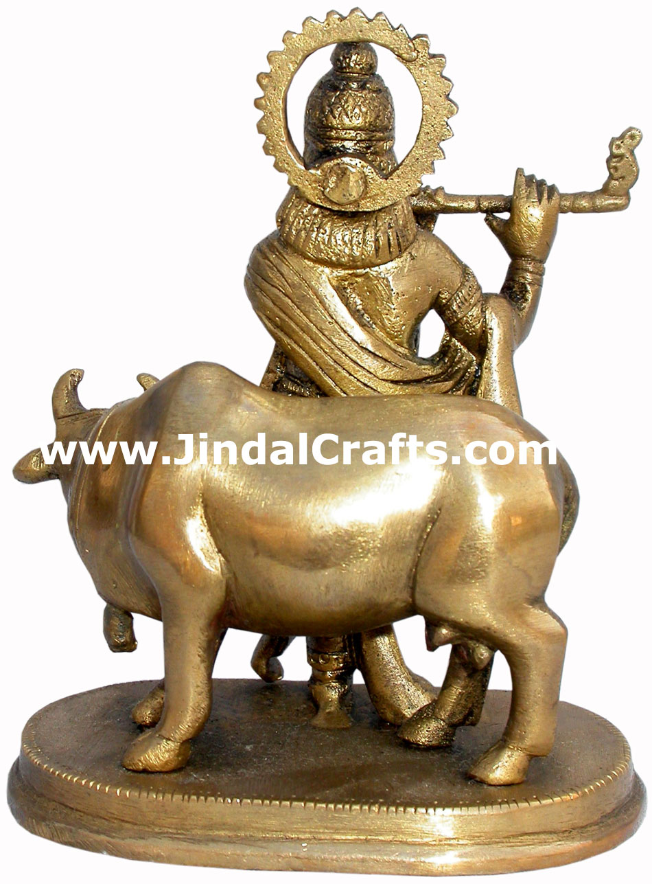 Krishna - Hand Carved Indian Art Craft Handicraft Home Decor Brass Figurine