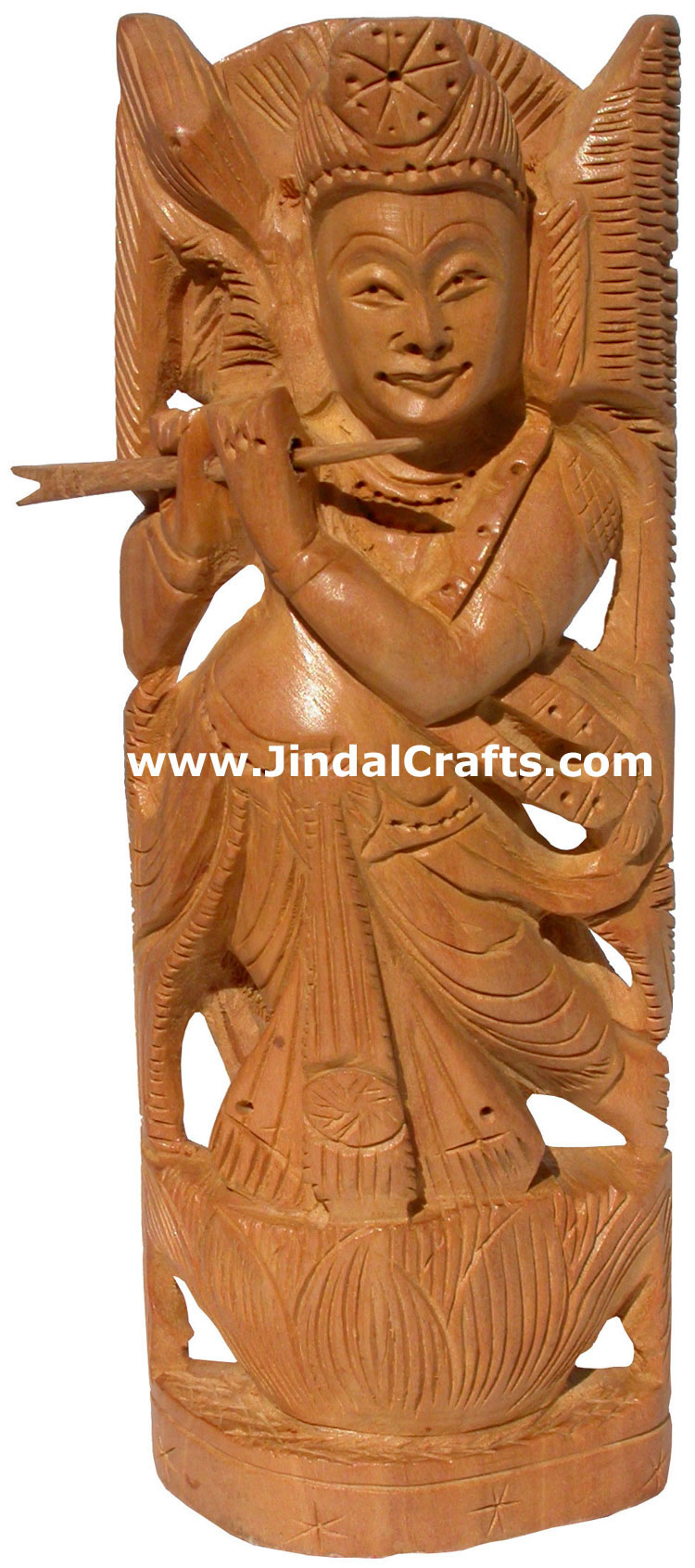 Hindu Deities Lord Krishna India Wood Carving Artefact