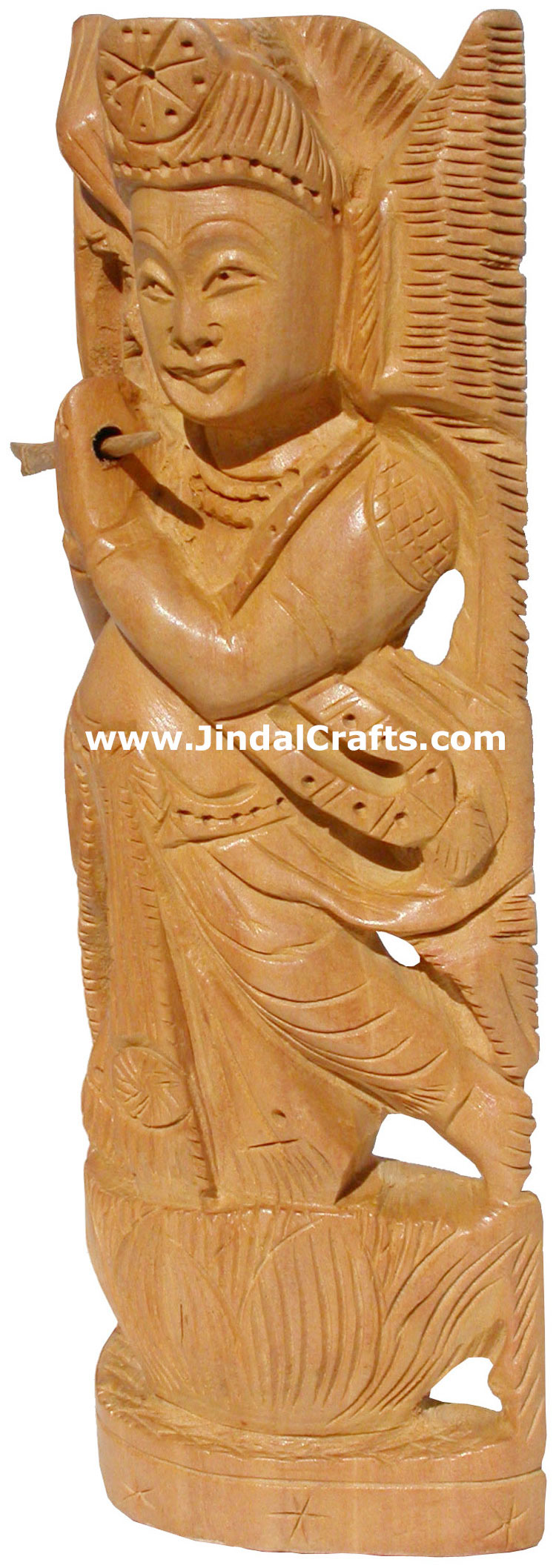 Hindu Deities Lord Krishna India Wood Carving Artefact