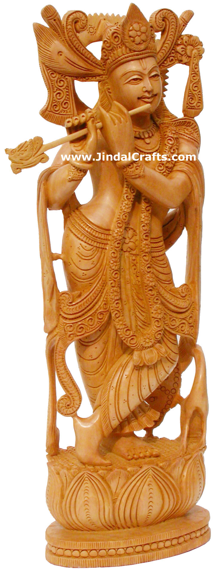 Hindu Deities Lord Krishna India Wood Carving Artifact Hindu Religious Decor Art