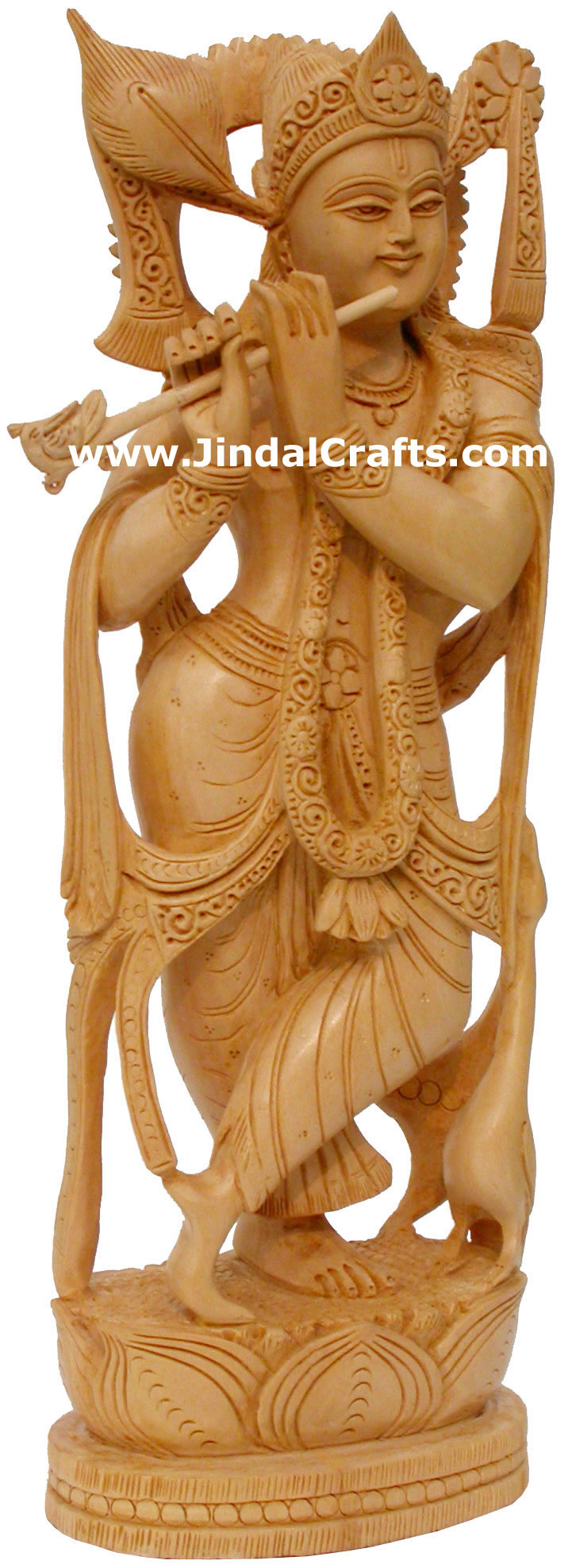 Hindu Deities Lord Krishna India Wood Carving Artifact Hindu Religious Decor Art