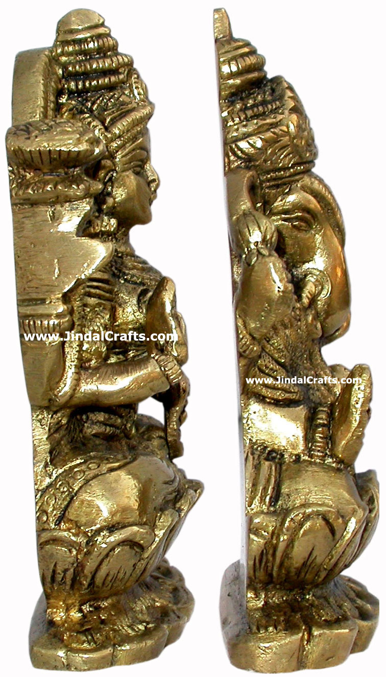 Laxmi Ganesh - Hand Carved Indian Art Craft Handicraft Home Decor Brass Figurine