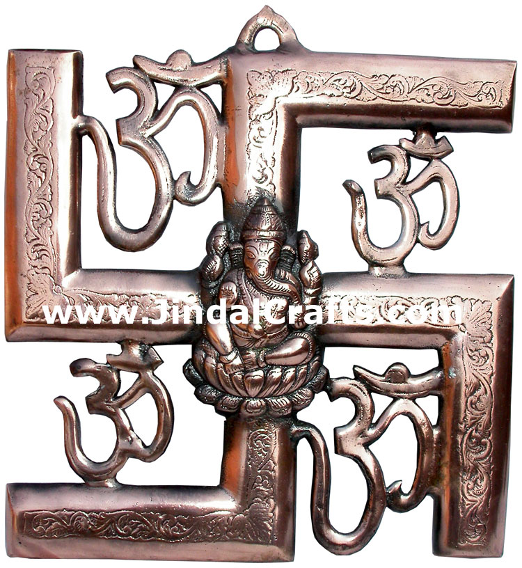 Vinayaka OM Swastika Hindu God Sculpturs Gift Home Deco