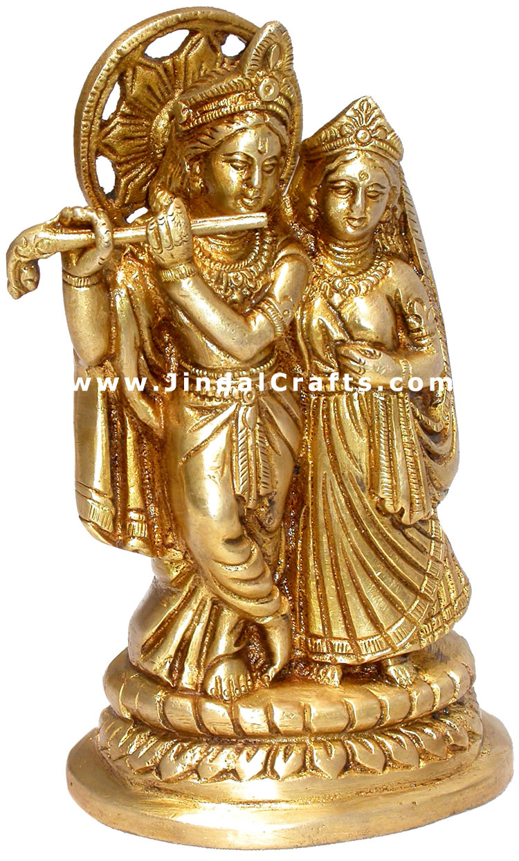 Radha Krishna - Brass made Indian God Goddess Statue Figurine Handicrafts Statue