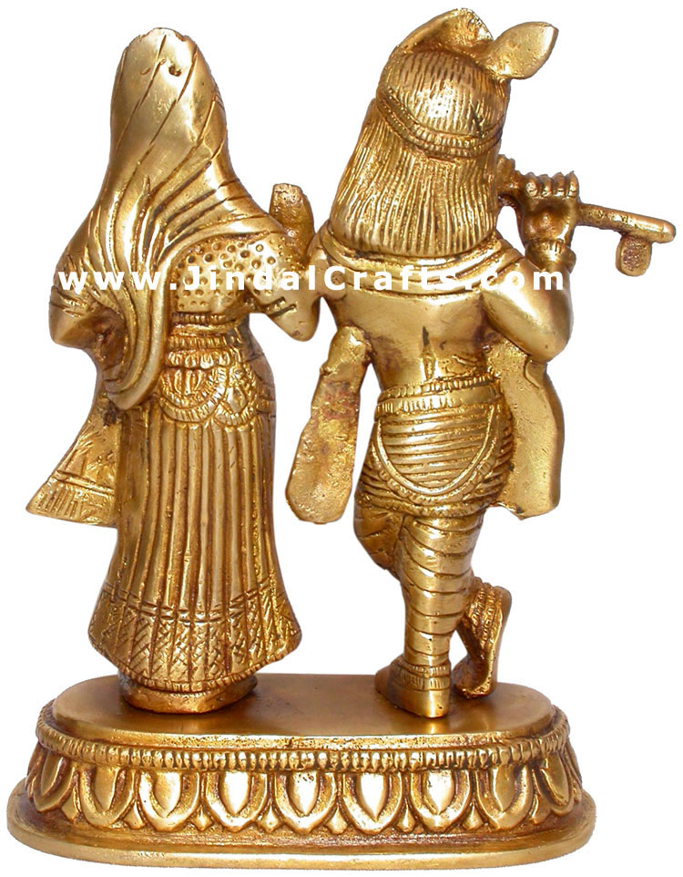 Radha Krishan Hindu Religious Statue Brass Carving Art