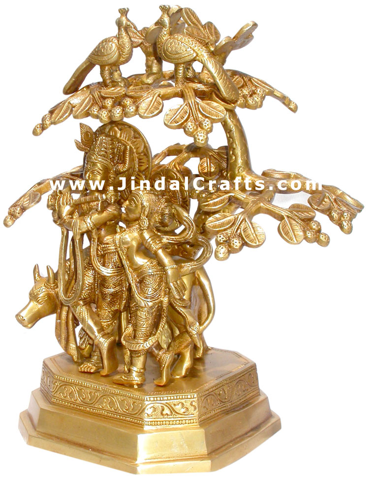 Radha Krishna Hindu Religious Statues Brass India Art