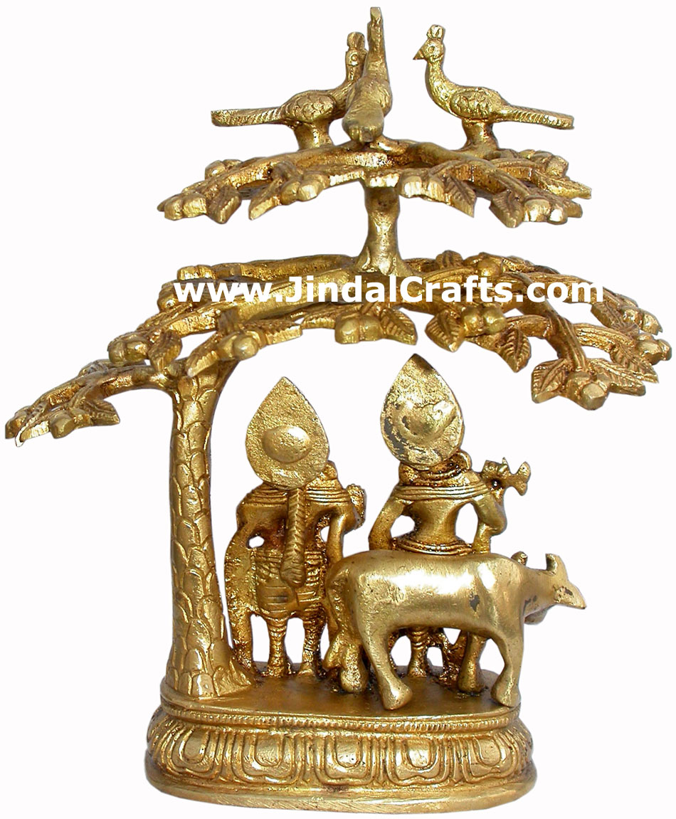 Radha Krishna Hand Carved Indian Art Craft Handicraft Home Decor Brass Figurine