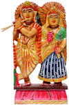 Hand Carved Wooden Radha Krishna Figure Indian Art