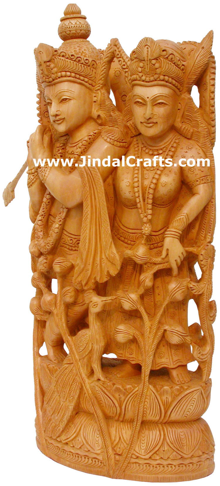 Radha Krishna Indian Deities Wood Carving Hand Carved