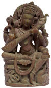 Hand Carved Hindu Goddess Saraswati Sculpture India Decor Stone Carving Crafts