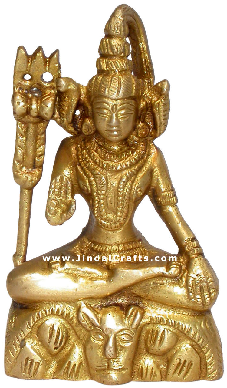 Lord Shiva Indian God Brass Figurines Hand Carved Art Hindu Religious Arts
