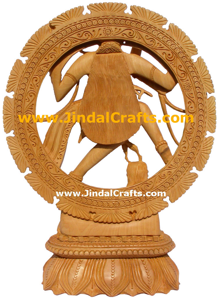 Handmade Wood Sculpture Shiva as Natraj Hindu Art India