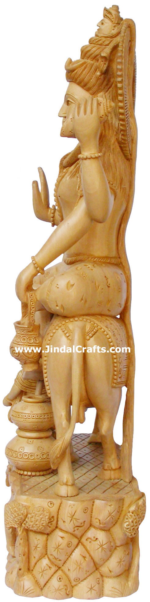 Hand Carved Wooden God Shiva Figure Indian Art
