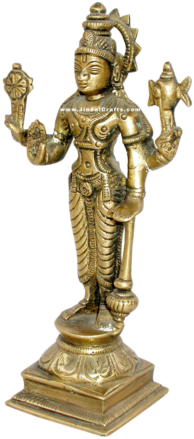 Lord Vishnu Indian God Brass Sculpture Hand Crafted