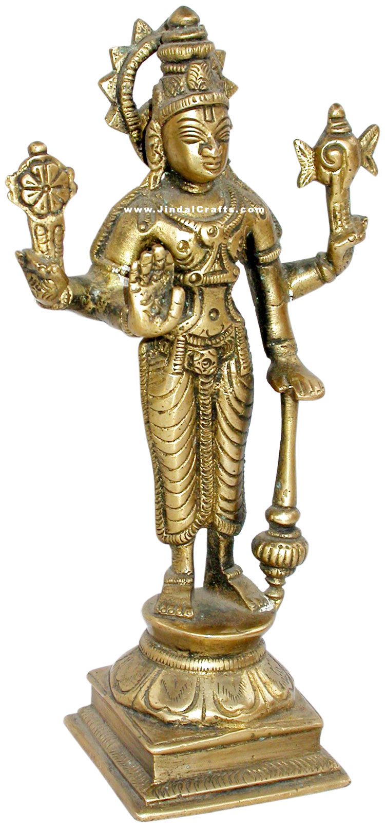 Lord Vishnu Indian God Brass Sculpture Hand Crafted