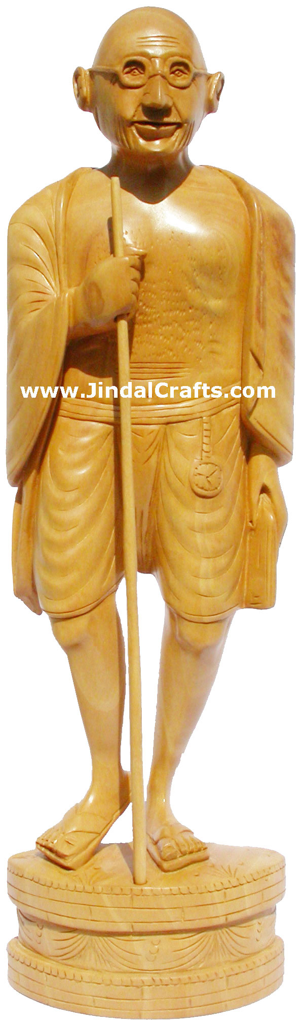 Hand Carved Wooden Mahatma Gandhi Statue Indian Art Work Sculpture Figurine Art