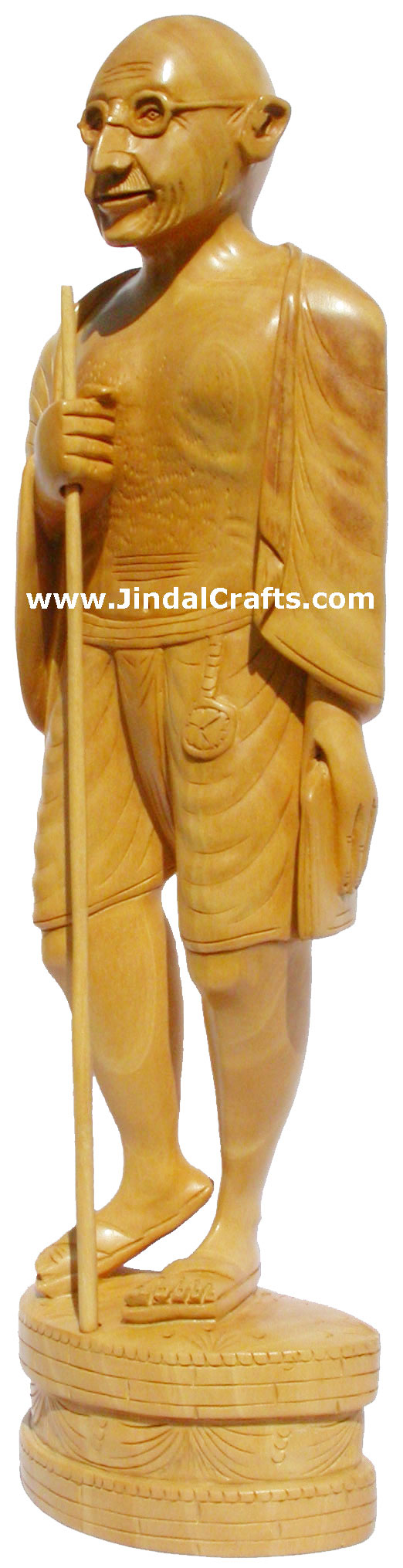 Hand Carved Wooden Mahatma Gandhi Statue Indian Art Work Sculpture Figurine Art