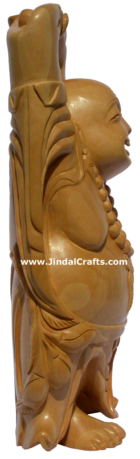 Master Piece - Handcarved Wooden Sculpture Happy Laughing Buddha Vaastu India