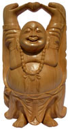 Master Piece - Handcarved Wooden Sculpture Happy Laughing Buddha Vaastu India