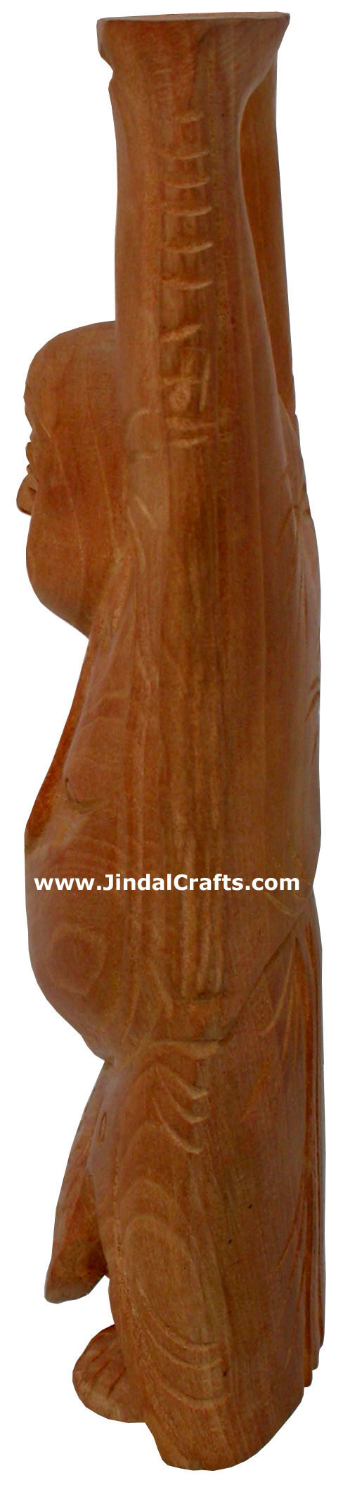 Hand Carved Kadam Wood Happy Buddha India Artifacts Art