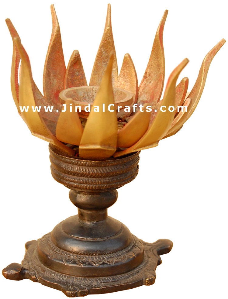Lotus Candle Holder Diya - Folding Candle Stand Tradtional Art India