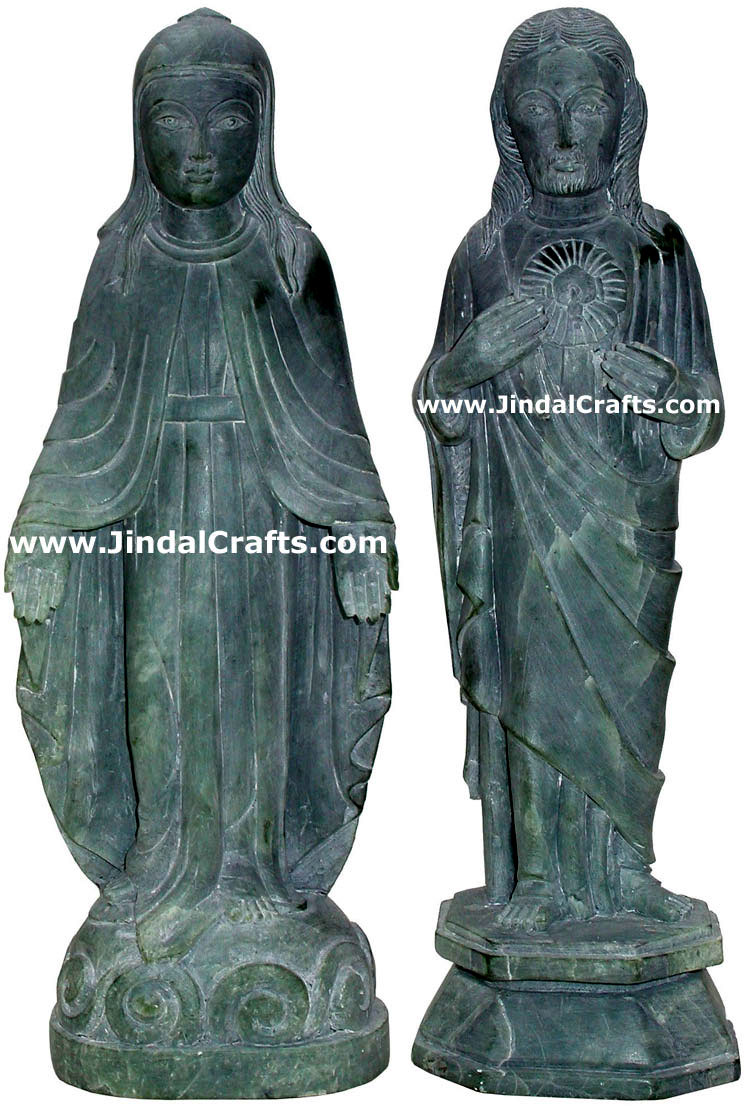 Mother Marry Jesus Handcarved Sculpture Indian Catholic Artifacts Statues Idols