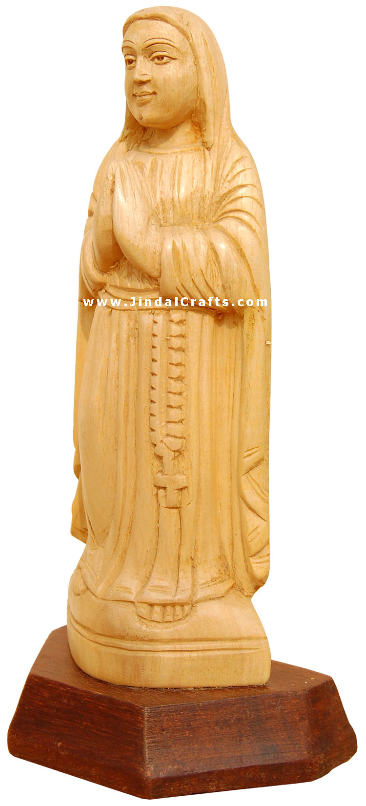 Handcrafted Wooden Mother Marry Christian Sculpture Art