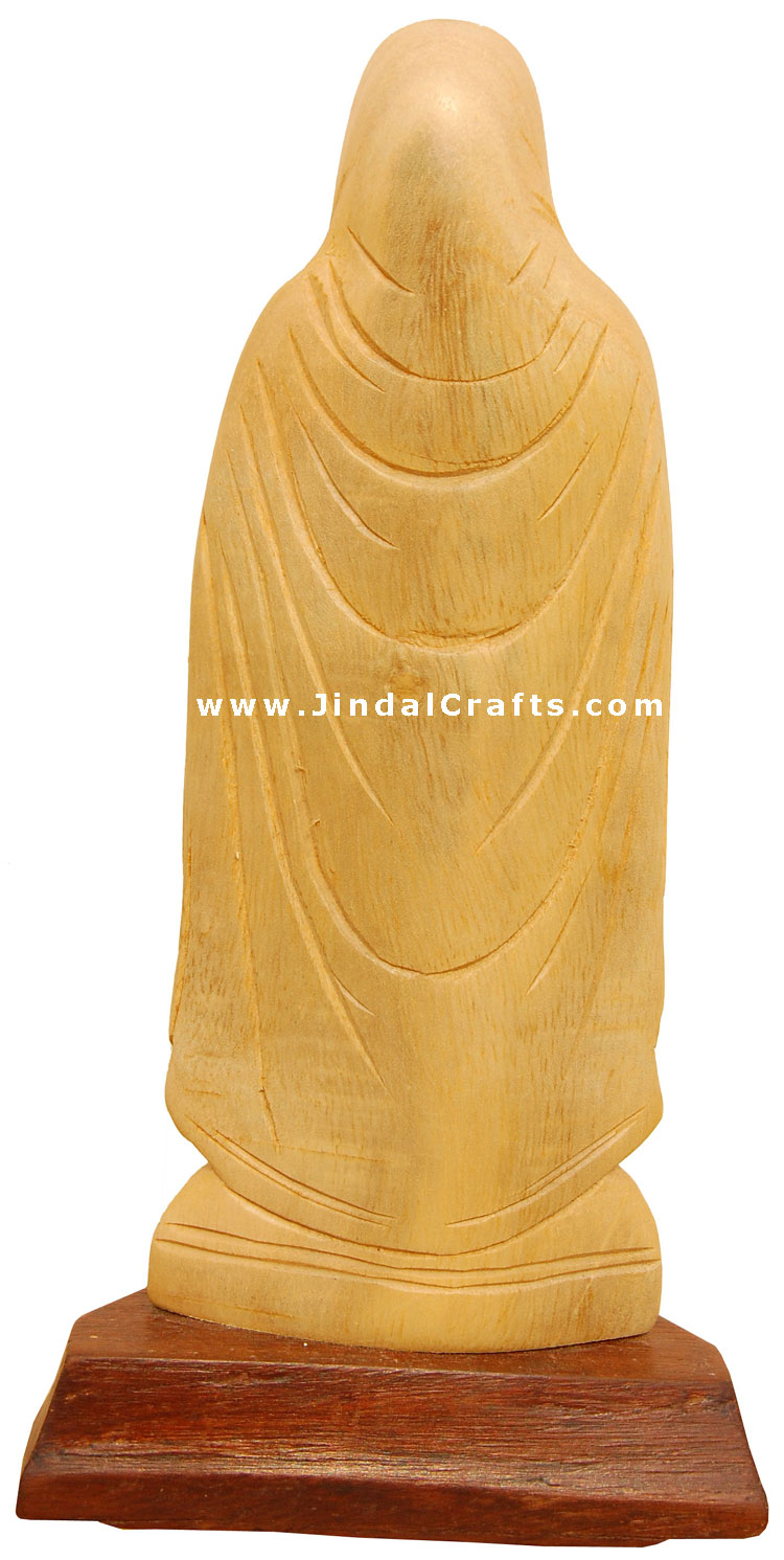 Handcrafted Wooden Mother Marry Christian Sculpture Art