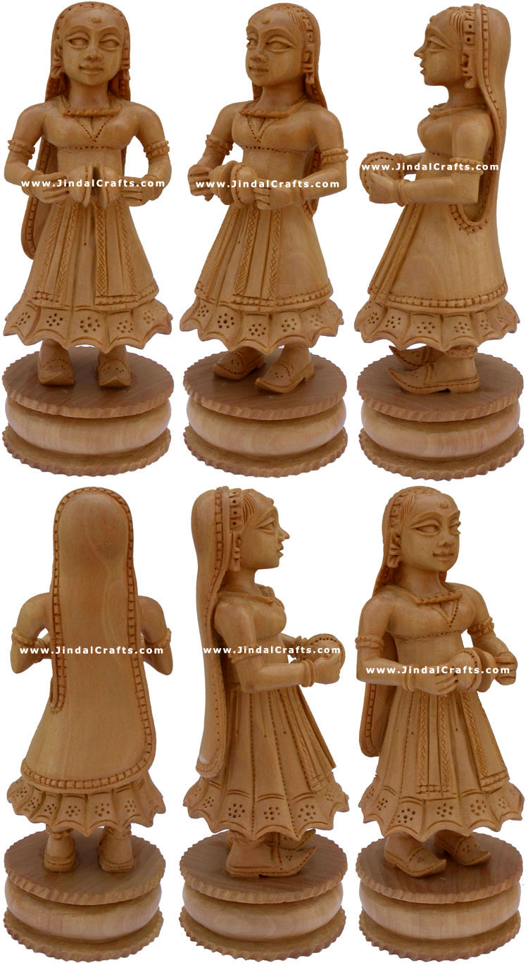 Set of 6 Musical Dolls - Wooden Carving Handmade Traditional Indian Artifacts