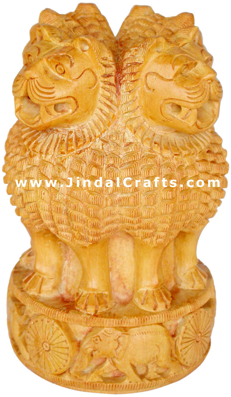 Hand Carved Natiional Symbol of India Ashoka Head Art