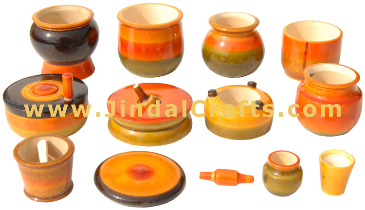 Handmade Handpainted Wooden Kitchen Set Toy India Art