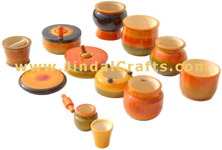 Handmade Handpainted Wooden Kitchen Set Toy India Art