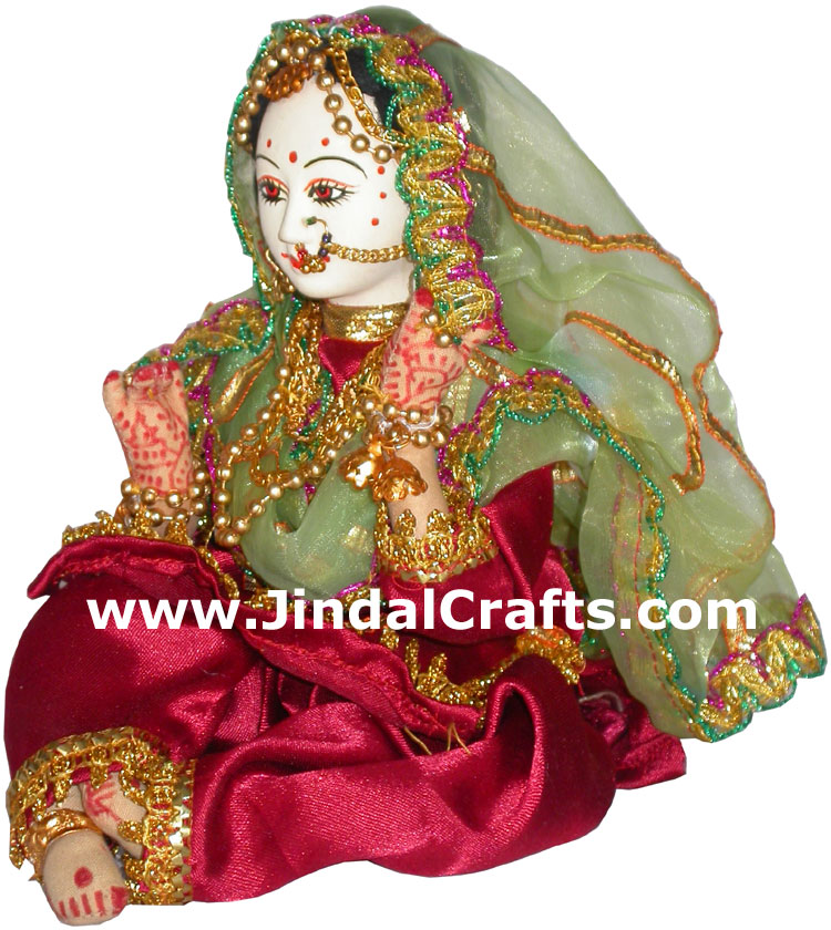 Handmade Traditional Indian Collectible Costume Doll Home Decor Artifact Figures