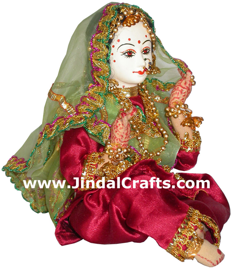 Handmade Traditional Indian Collectible Costume Doll Home Decor Artifact Figures