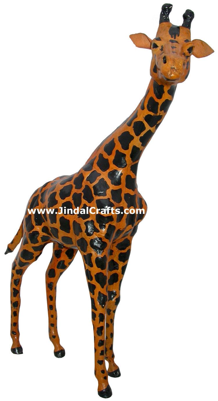 Giraffe Handmade Stuffed Leather Animals Toys India Art