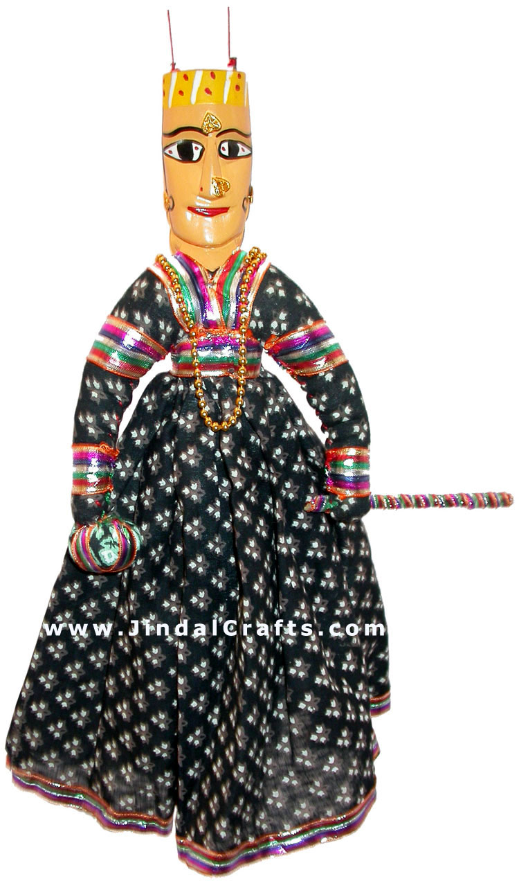 Handmade Double Face King - Queen Puppet India Folk Art