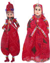 Decorative Wooden String Puppet Pair India Handmade Folk Crafts Traditional Arts