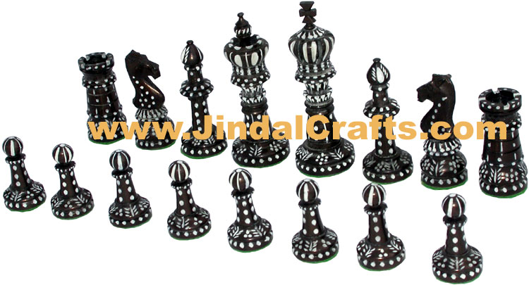 Handcrafted Wooden Indian Chess Figures India Handicrafts Arts Crafts