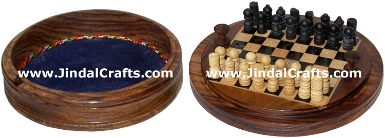 Chess Round Box - Handmade Wooden Game