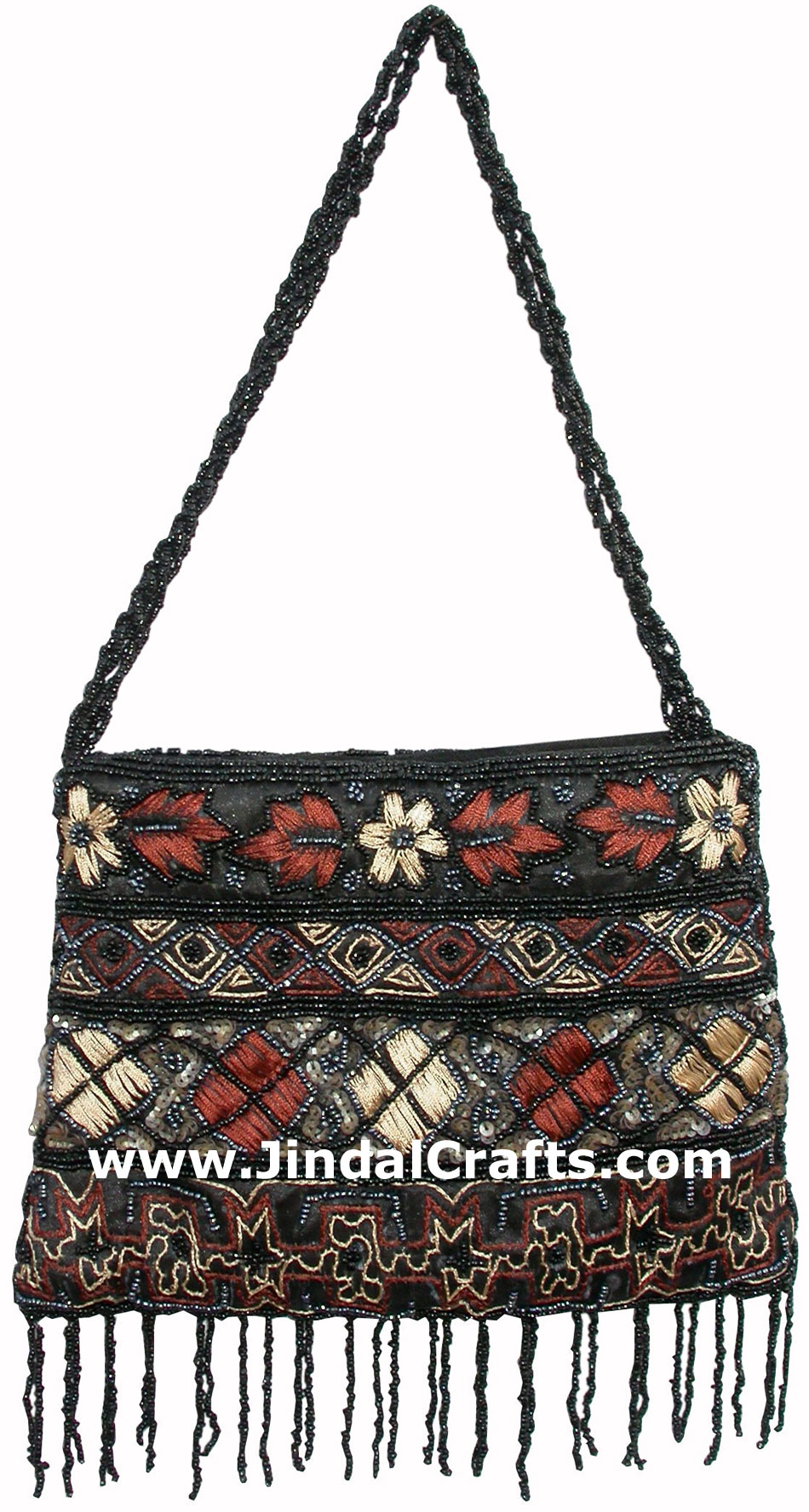 Hand Embroidered Beaded Traditional Shoulder Purse from India