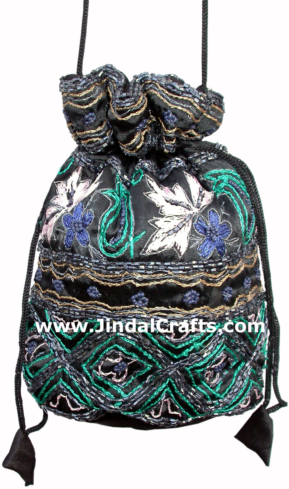 Hand Embroidered Beaded Traditional Shoulder Purse Potli from India