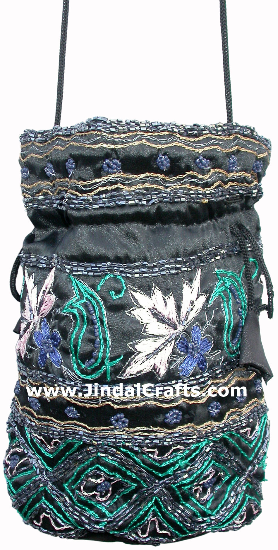 Hand Embroidered Beaded Traditional Shoulder Purse Potli from India