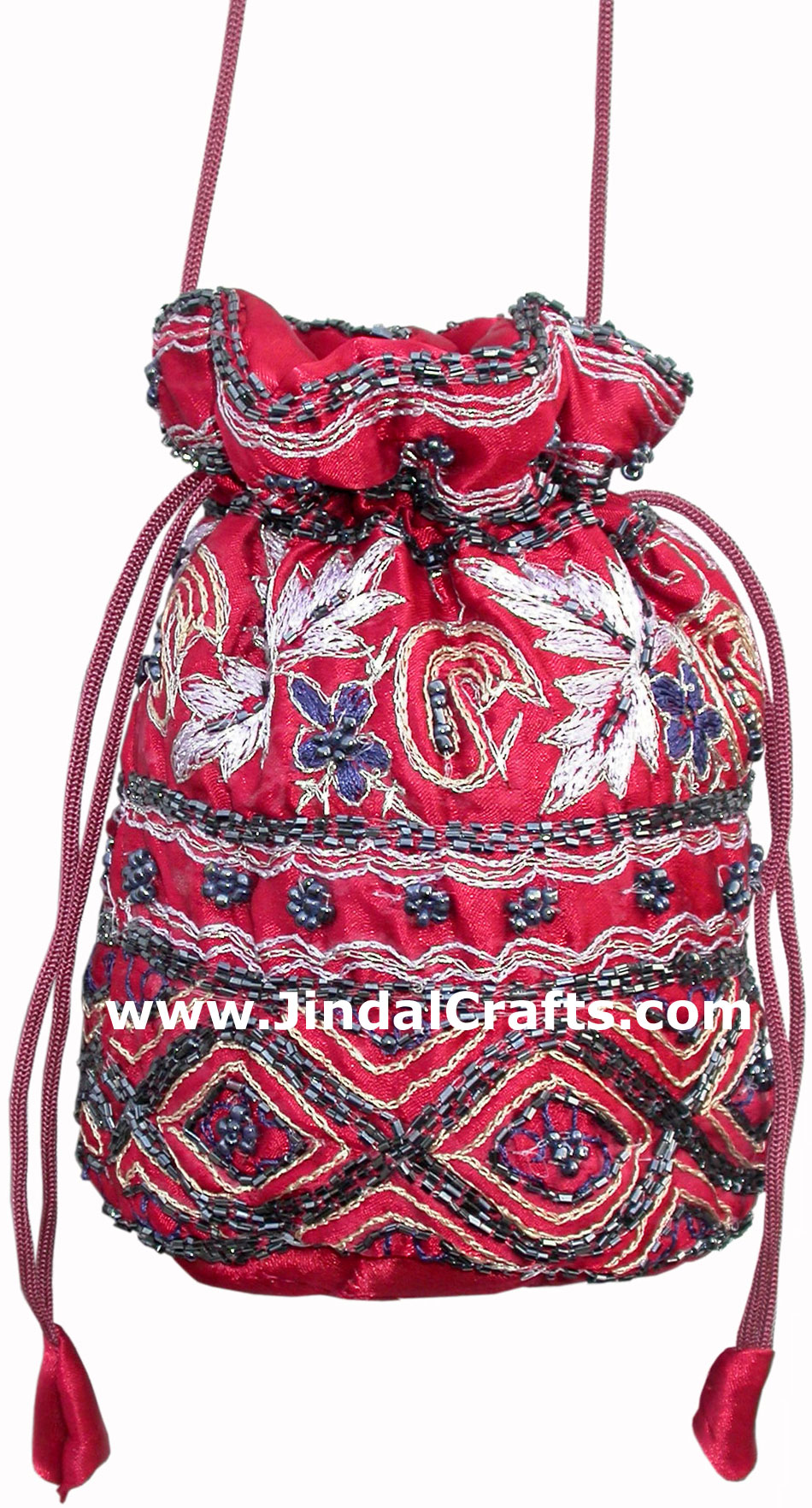 Hand Embroidered Beaded Traditional Shoulder Purse Potli from India