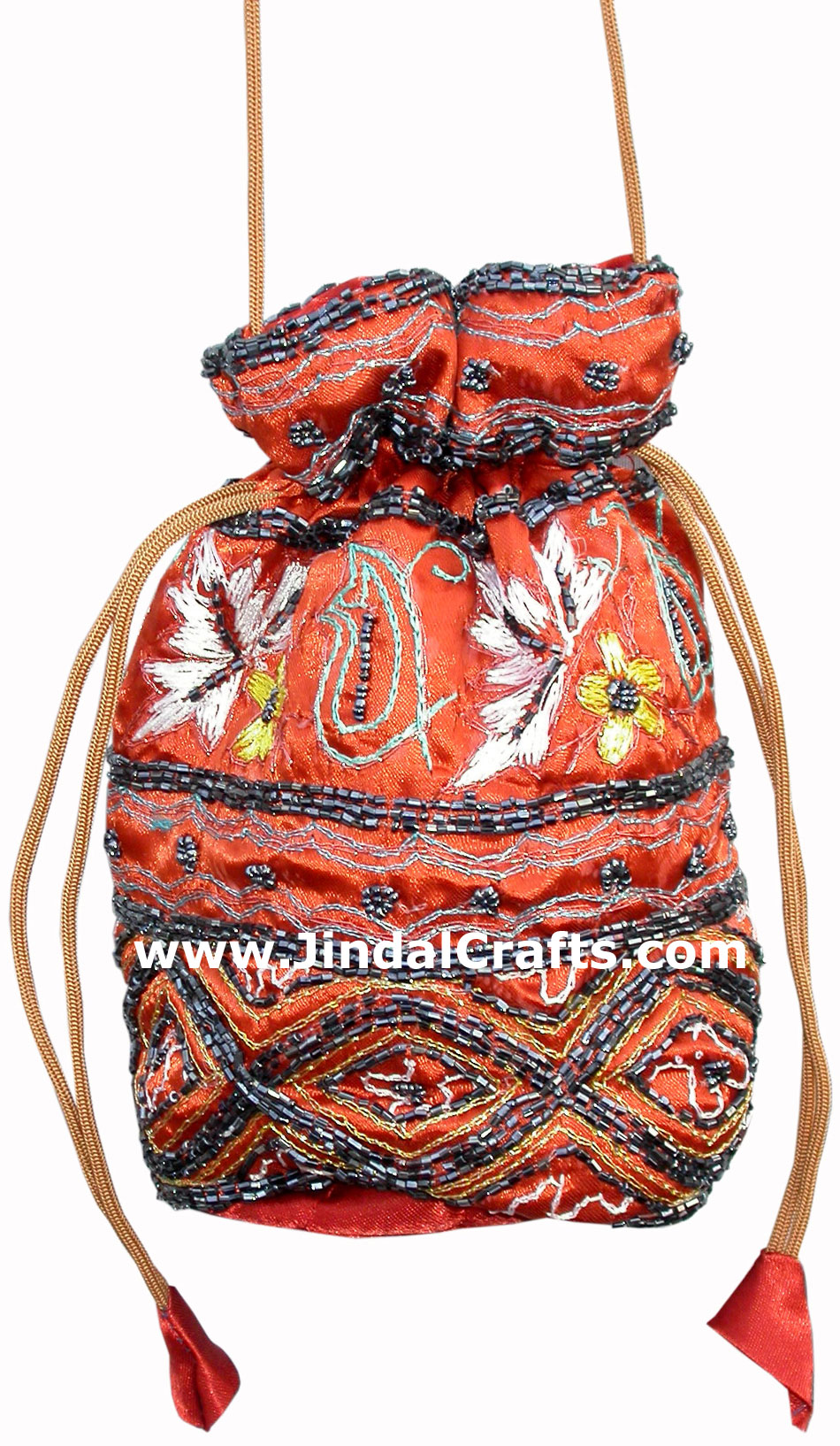 Hand Embroidered Beaded Traditional Shoulder Purse Potli from India