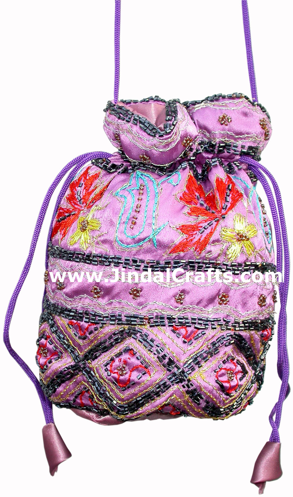 Hand Embroidered Beaded Traditional Shoulder Purse Potli from India