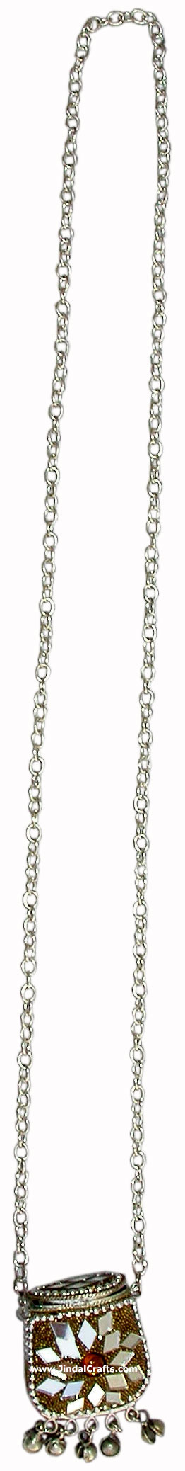 Hand Made Lac Mirror Beaded Traditional Chain Small Purse from India