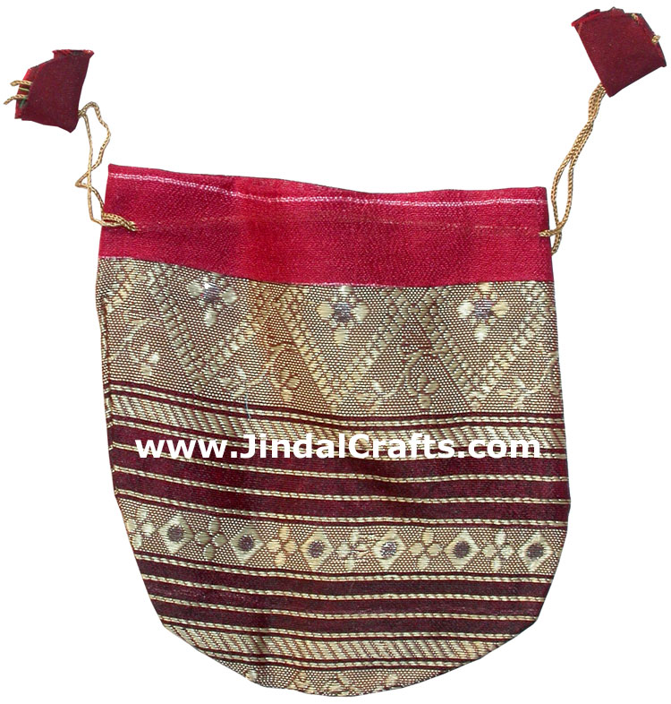 Drawstring Organza Bags Indian Tradtional Cotton Art