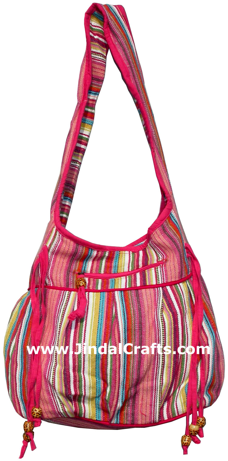 Colorful Hand Stitched Cotton Handbag Traditional Art